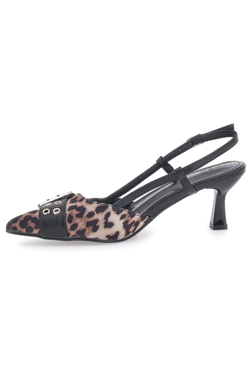 Décolleté Slingback Nere Leopardate a Punta LE HAVRE PARIS APY22