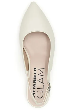 Décolleté slingback panna con tacco basso Pittarello Glam 3883