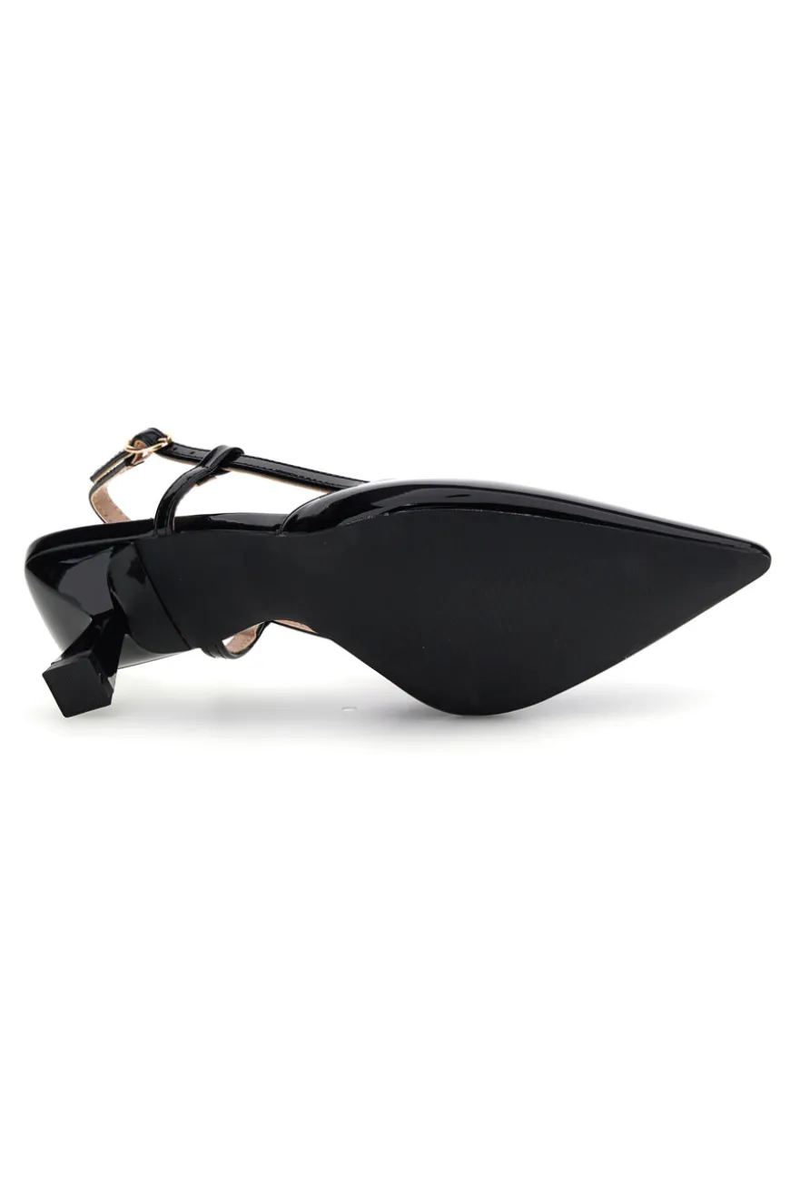 Decolletè slingback nero a punta First Lady P669