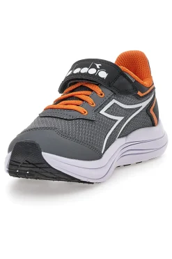 Diadora SNIPE 3 JR graue Sportschuhe mit orangefarbenen Details und Klettverschluss