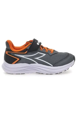 Diadora SNIPE 3 JR graue Sportschuhe mit orangefarbenen Details und Klettverschluss