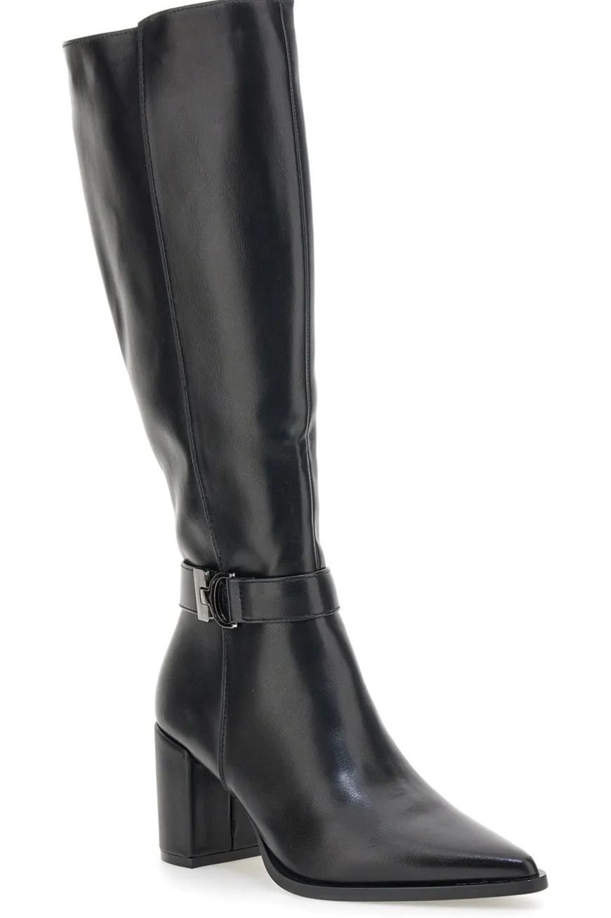 Energy I365 Schwarze High-Heel-Stiefel mit Zierriemen