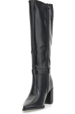 Energy I365 Schwarze High-Heel-Stiefel mit Zierriemen