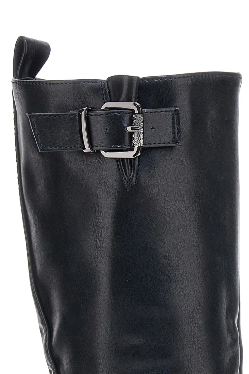 Energy I358 Schwarze Stiefel mit Blockabsatz und Schnalle