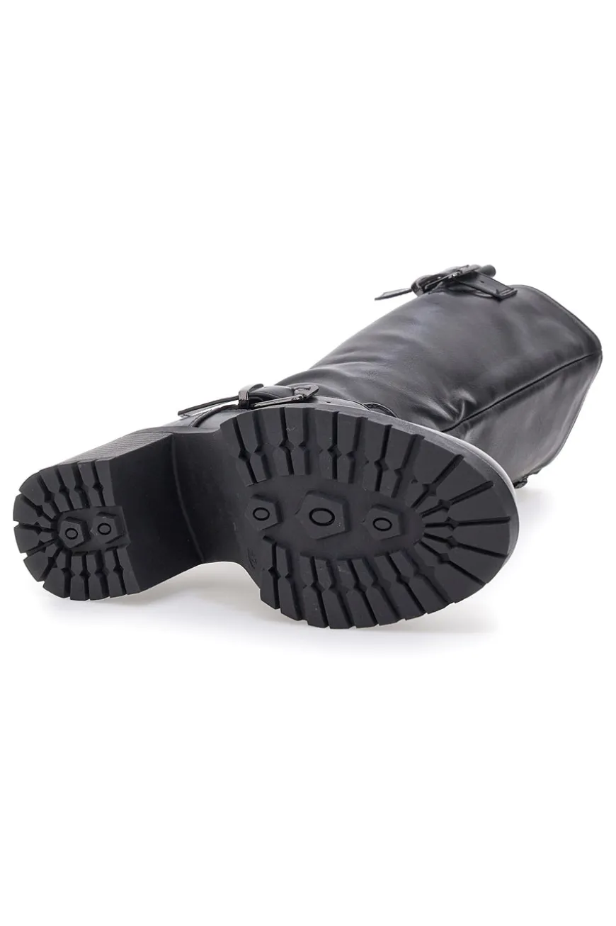 Energy I358 Schwarze Stiefel mit Blockabsatz und Schnalle