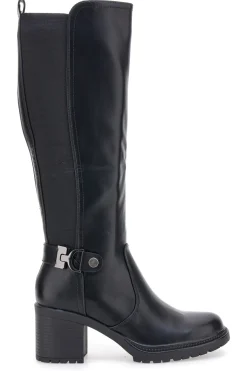 Energy 1359 – Schwarze Stiefel mit Blockabsatz und elastischem Seitendetail
