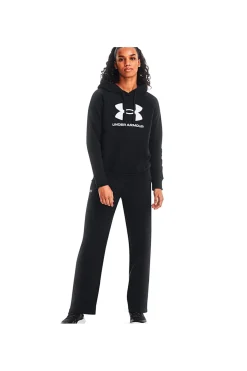 Felpa Nera Girocollo Con Cappuccio Under Armour Rival Fleece Big Logo