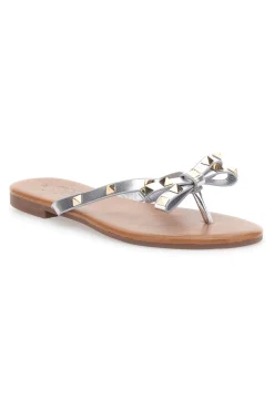 Flip-Flops mit silberner Schleife und Nieten MON DIEU PREA842