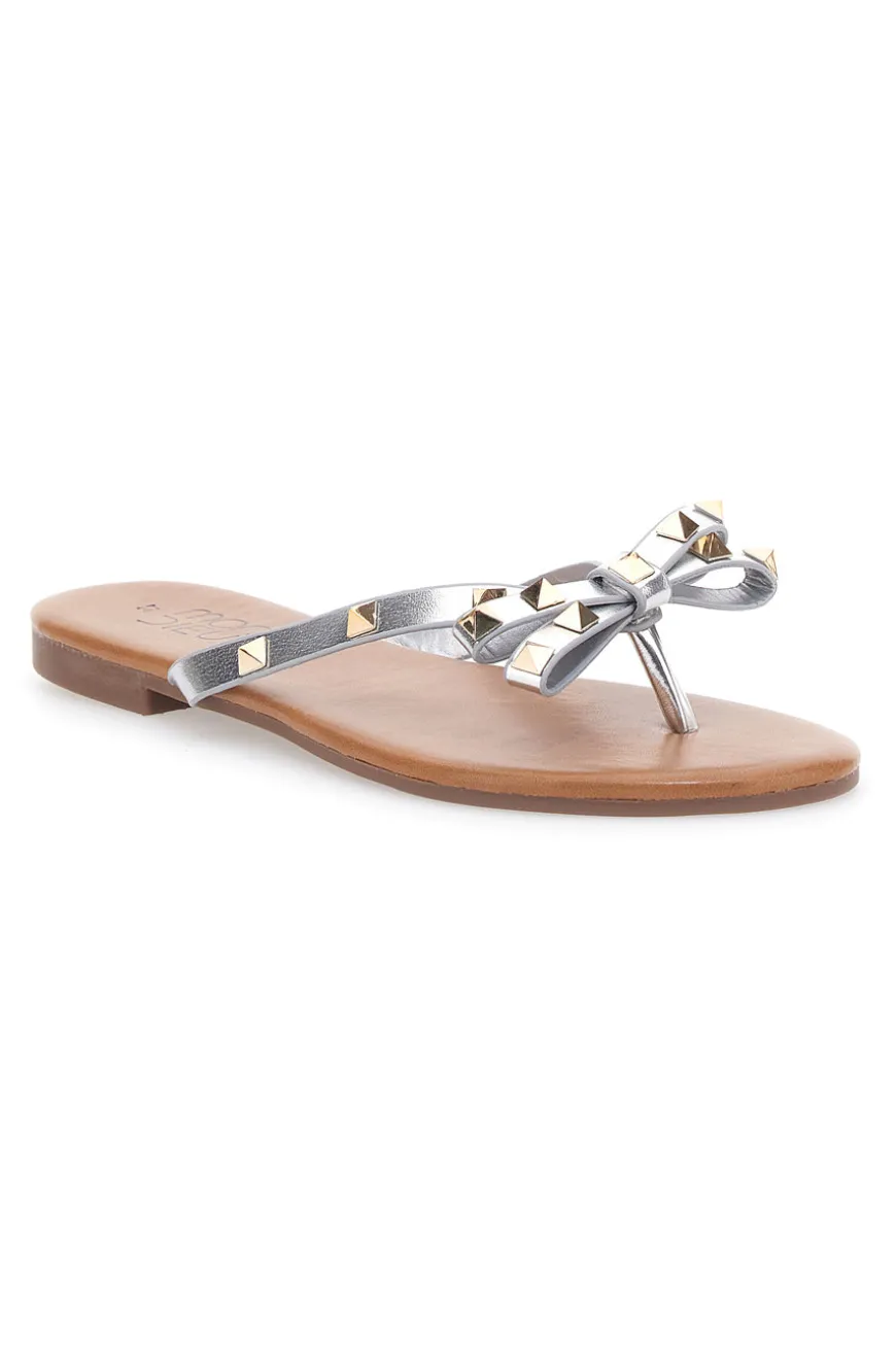 Flip-Flops mit silberner Schleife und Nieten MON DIEU PREA842