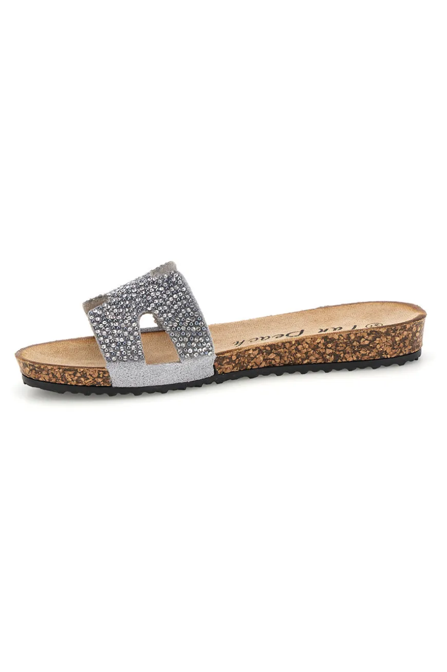Fun Strand Silber Hausschuhe mit Glitter 18103