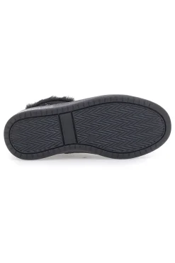 Gepolsterte schwarze Mid-Cut-Sneaker mit Reißverschluss und Fell Grazie 1719