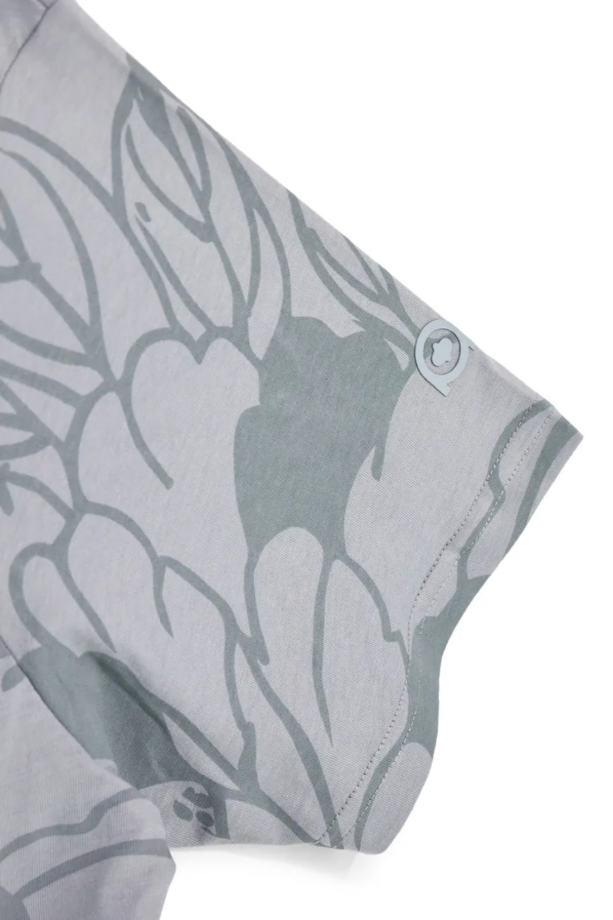 Graues Baumwoll-T-Shirt mit Blumendruck Boardman Alpha pt-m-t-9063