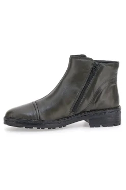 Grüne Stiefeletten aus echtem Leder mit seitlichen Reißverschlüssen Plocadi 379018