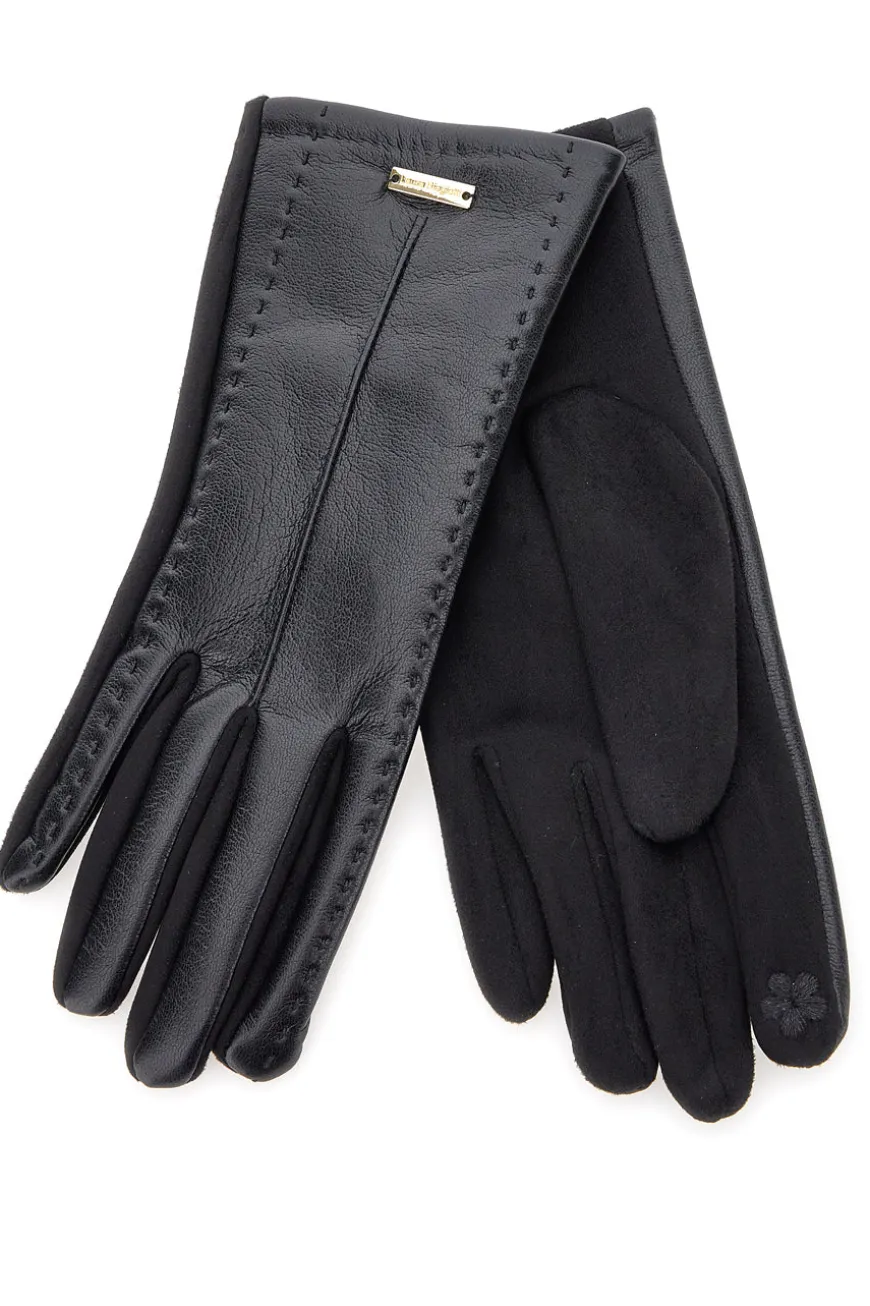 Guanti neri eleganti effetto pelle touch screen Biagiotti LB25W910-20