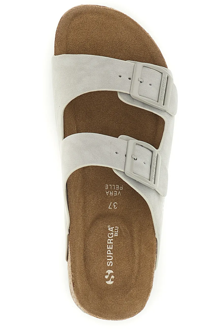 Hellgraue Hausschuhe mit doppelter Schnalle Superga S11U109