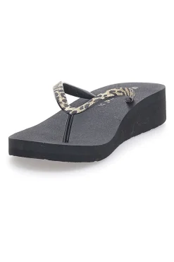 Infradito nere con stampa animalier e suola platform SUPERGA S24T203