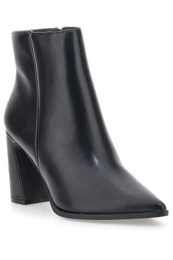 Le Havre Paris 801 schwarze Stiefeletten mit hohem Blockabsatz und spitzer Zehenpartie