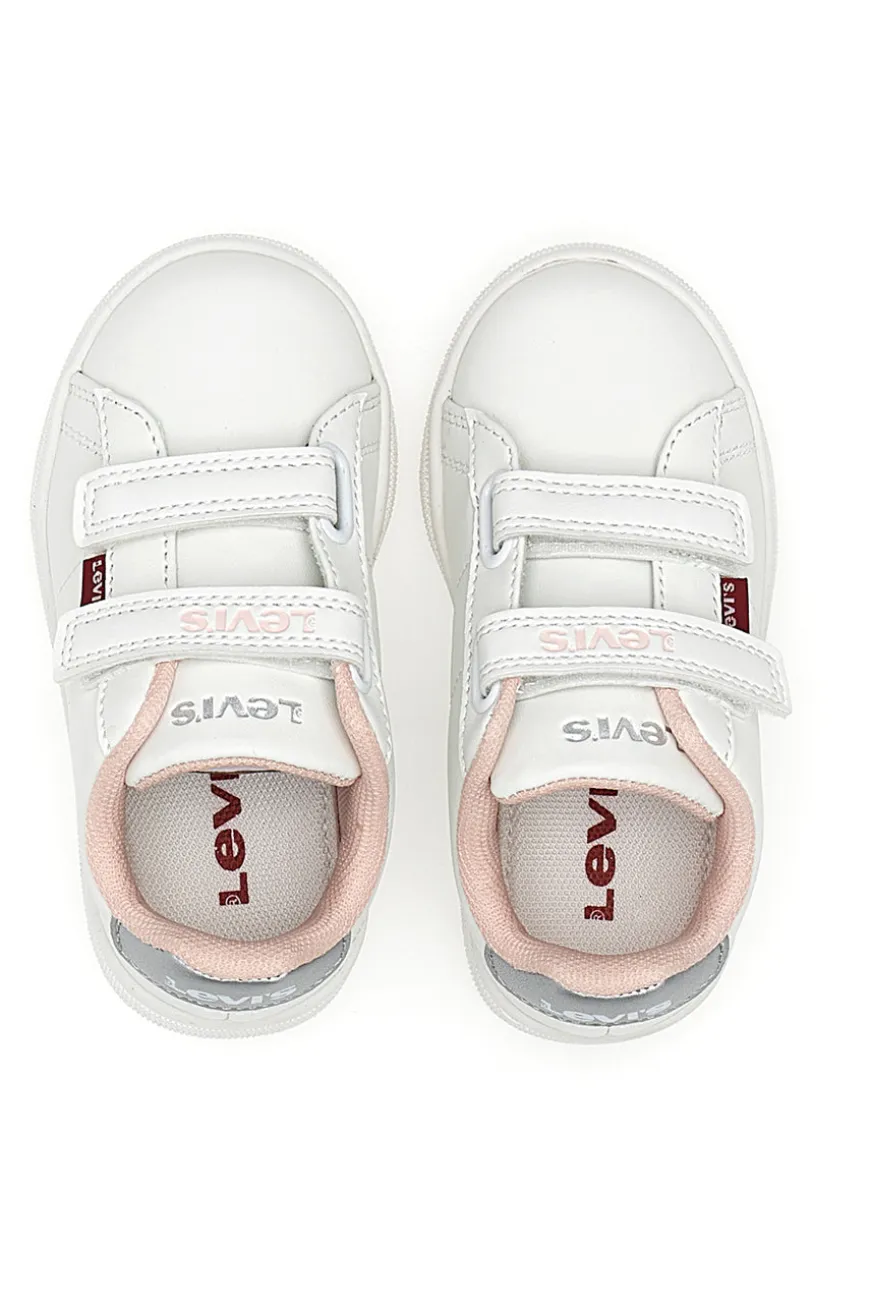 LEVI'S BELL JR MINI – Weiße und rosa Sneakers mit Klettverschluss