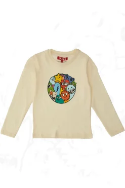 Maglia Bianca a Maniche Lunghe con Stampa Colorata PITT KIDS 6010