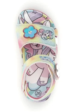 Mehrfarbige Sandalen mit schillernden Blumen und Riemenverschluss Unicorn S8010161T