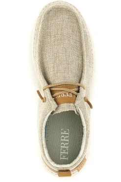 Mocassini beige in tessuto con lacci Ferre FU330