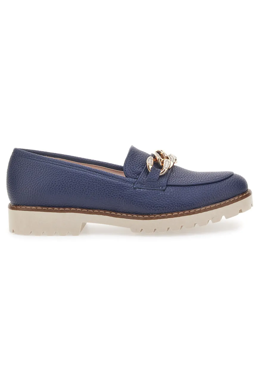 Mocassini Blu con Catenella Pittarello Glam 3640