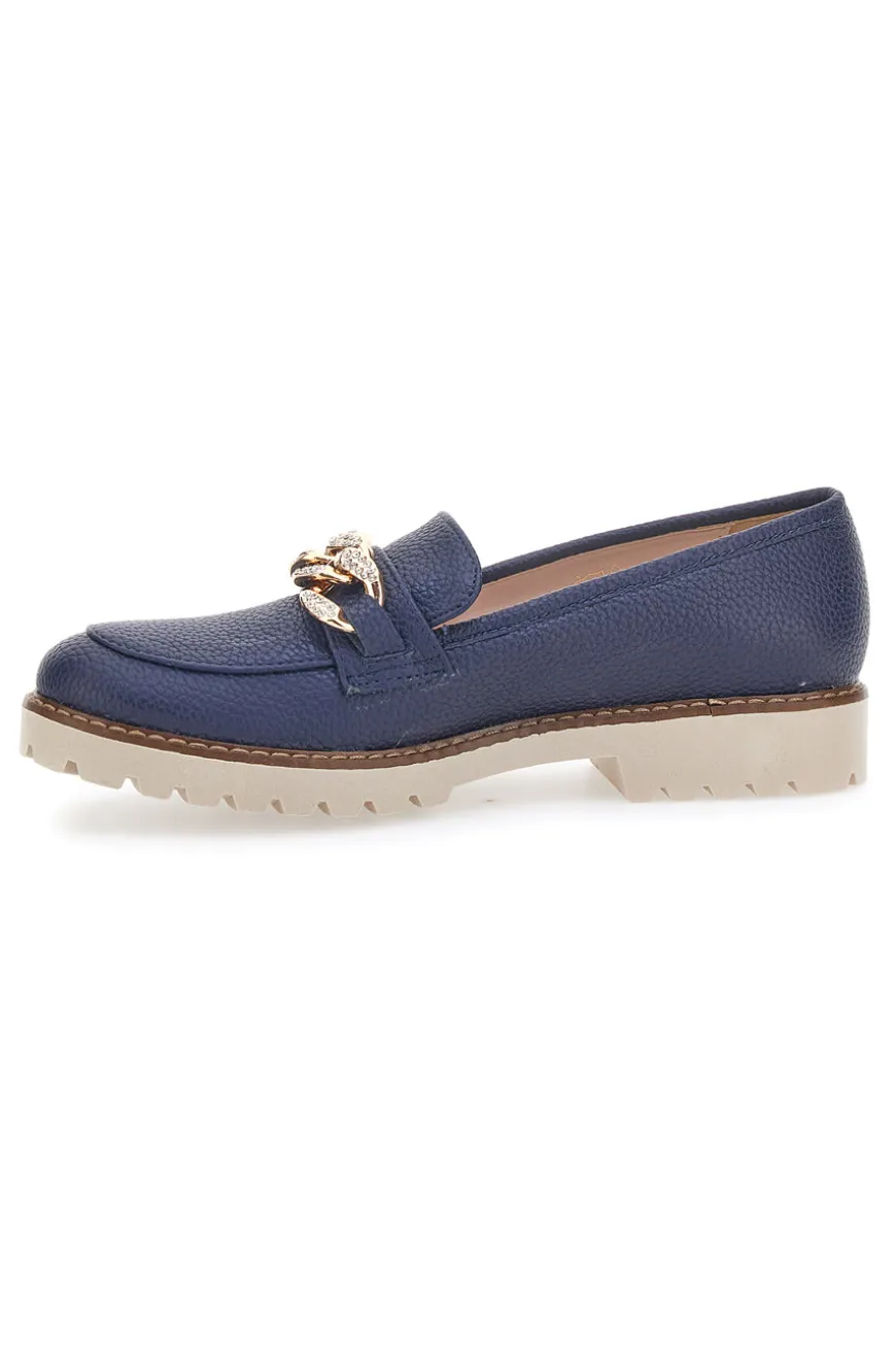Mocassini Blu con Catenella Pittarello Glam 3640