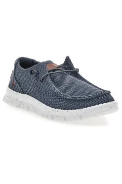 Mocassini blu in tessuto con lacci Max dillan MELIS CVS