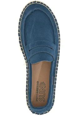 Mocassini blu in tessuto con suola in corda PITTARELLO SUN SG24L313