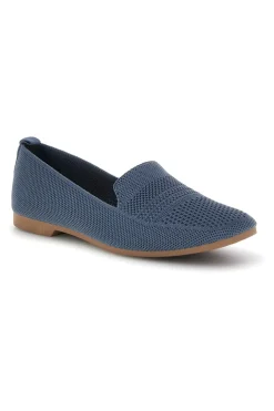 Mocassini blu in tessuto traforato First lady P674