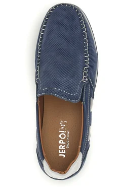 Mocassini blu in vera pelle cuciture a vista made in Italy Pittarello 3425
