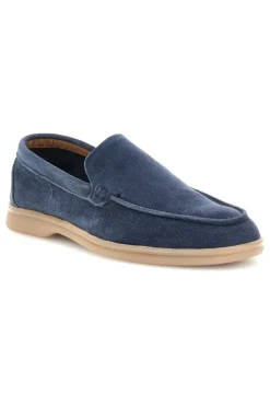 Mocassini blu in vera pelle made in Italy Ptr 800