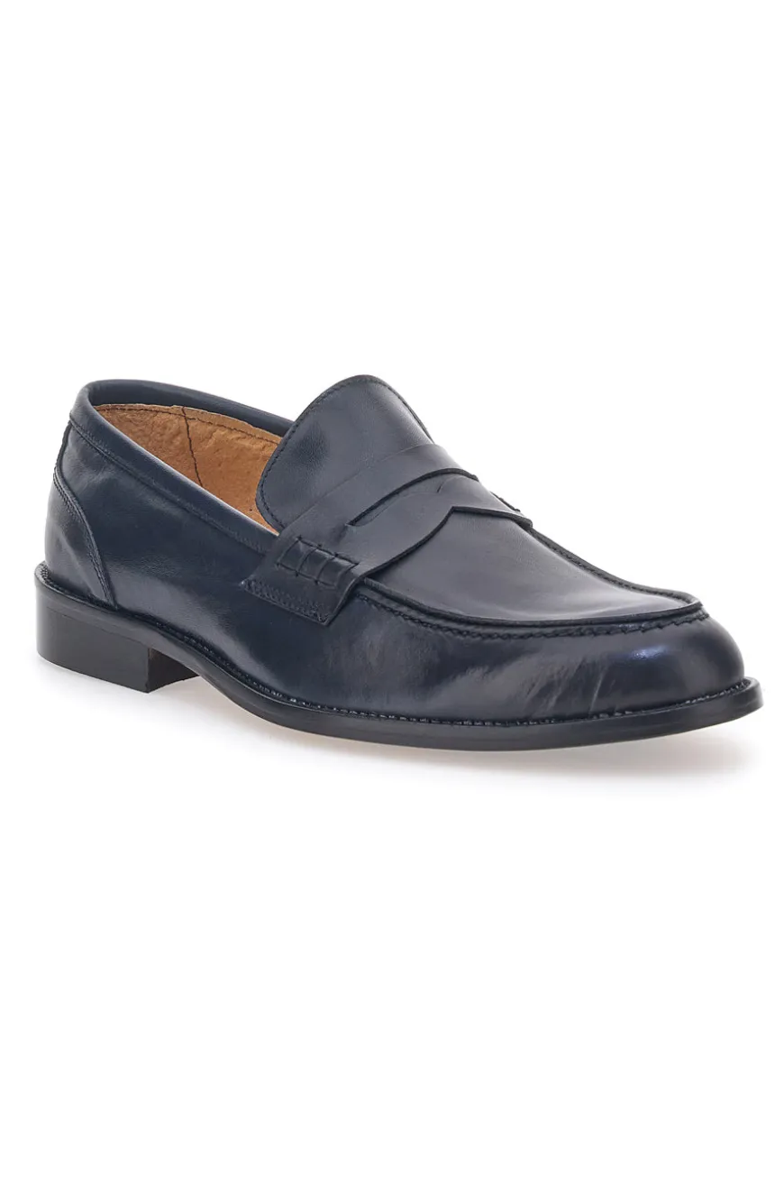Mocassini Blu in Vera Pelle Pittarello 77109