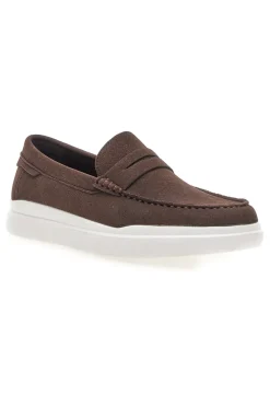 Mocassini caffè slip on con suola bianca Longford C53086