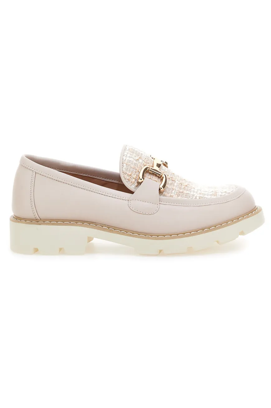 Mocassini Cipria con Fibbia Dorata e Suola Bianca LE HAVRE PARIS KMD25S1K