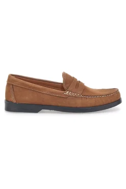 Mocassini Cuoio con Tomaia in Pelle Nabuk Made in Italy JERPOINT 195