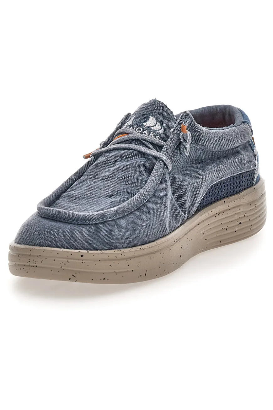 Mocassini da uomo blu in tessuto Sevenoaks YH25073