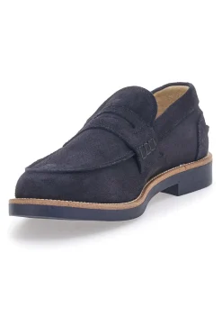 Mocassini Navy In Vera Pelle Scamosciata Pittarello 8027