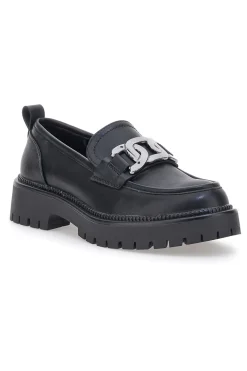 Mocassini neri con morsetto argento PITTARELLO CAPSULE 24126019
