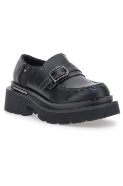 Mocassini Neri Con Platform Betty Flowers 126