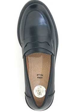 Mocassini neri con soletta in pelle Le Havre Paris 666K01N