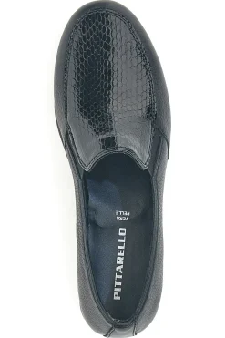 Mocassini neri in pelle con zeppa e memory foam Pittarello 11999