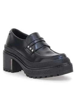 Mocassini Neri Platform con Brillantini Bettyflowers 01
