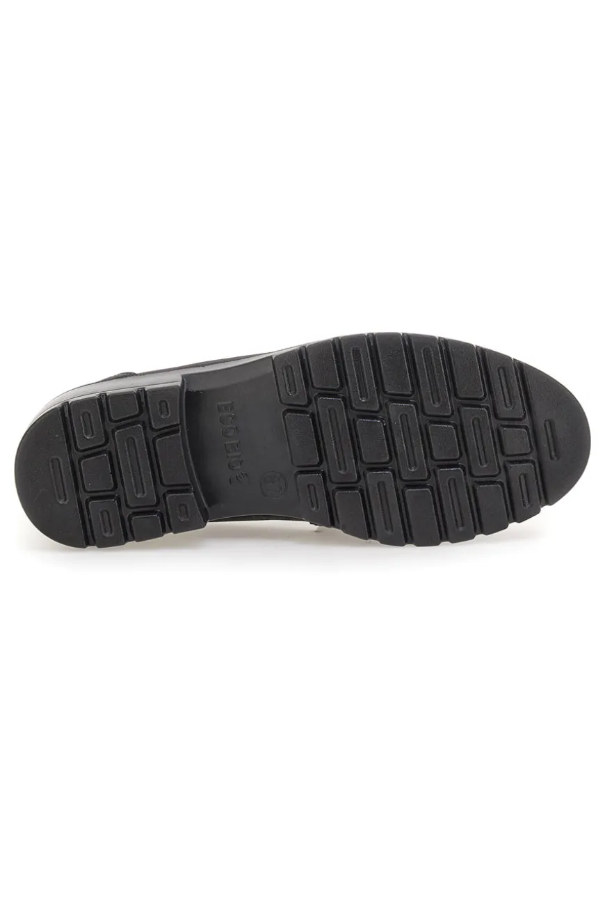 Mocassini neri vegan effetto scamosciato con catena Eco Bio J535576