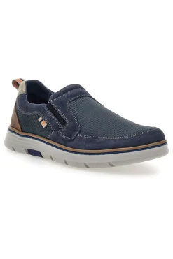 Mocassini Slip on blu con inserti in tessuto Pittarello Eco 26111012