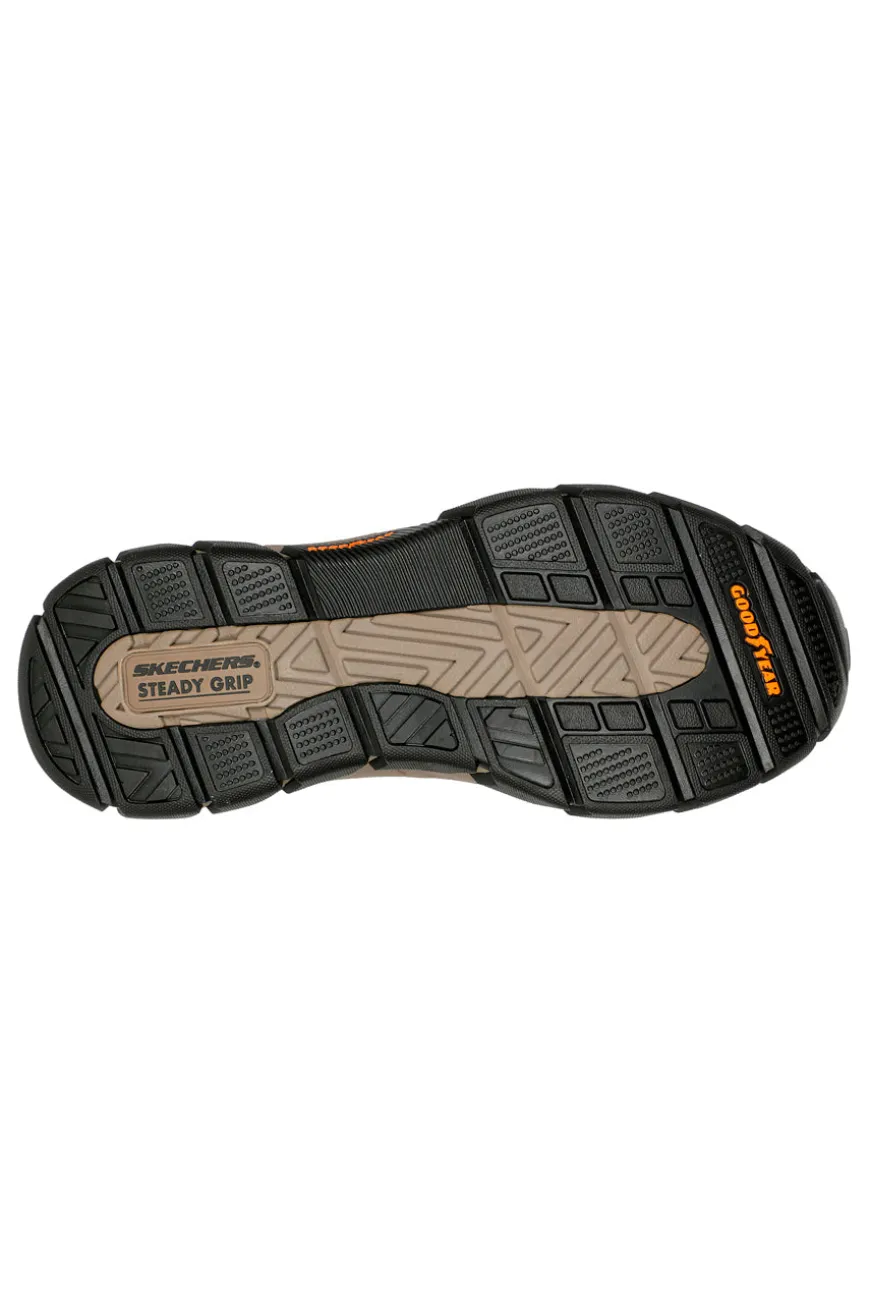 Mocassini slip-on marroni in pelle con suola Goodyear Skechers Respected Elgin