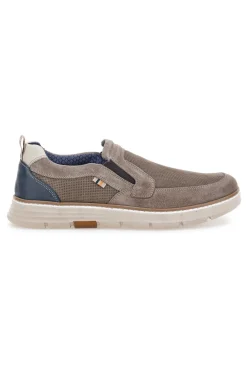 Mocassini Slip on taupe con inserti in tessuto Pittarello Eco 26111012