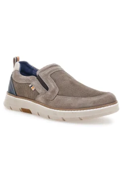 Mocassini Slip on taupe con inserti in tessuto Pittarello Eco 26111012