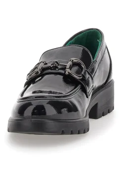 Mocassini Vegan Neri Lucidi con Morsetto Eco Bio J52323M6