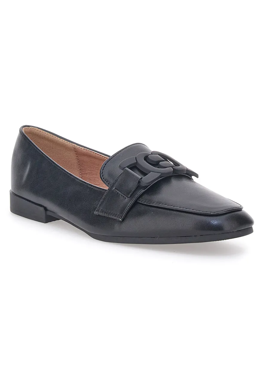 Mocassino Nero a Punta Squadrata First Lady 401